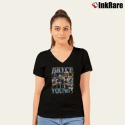 Women’s bryce young vintage for College Football Fans V-Neck Tee in black | Chic Neckline, Soft Texture
