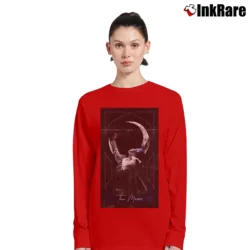 Women’s BTS Jimin The Moon Tarot Card Long-Sleeve Top in red | Sleek, Versatile, All-Season