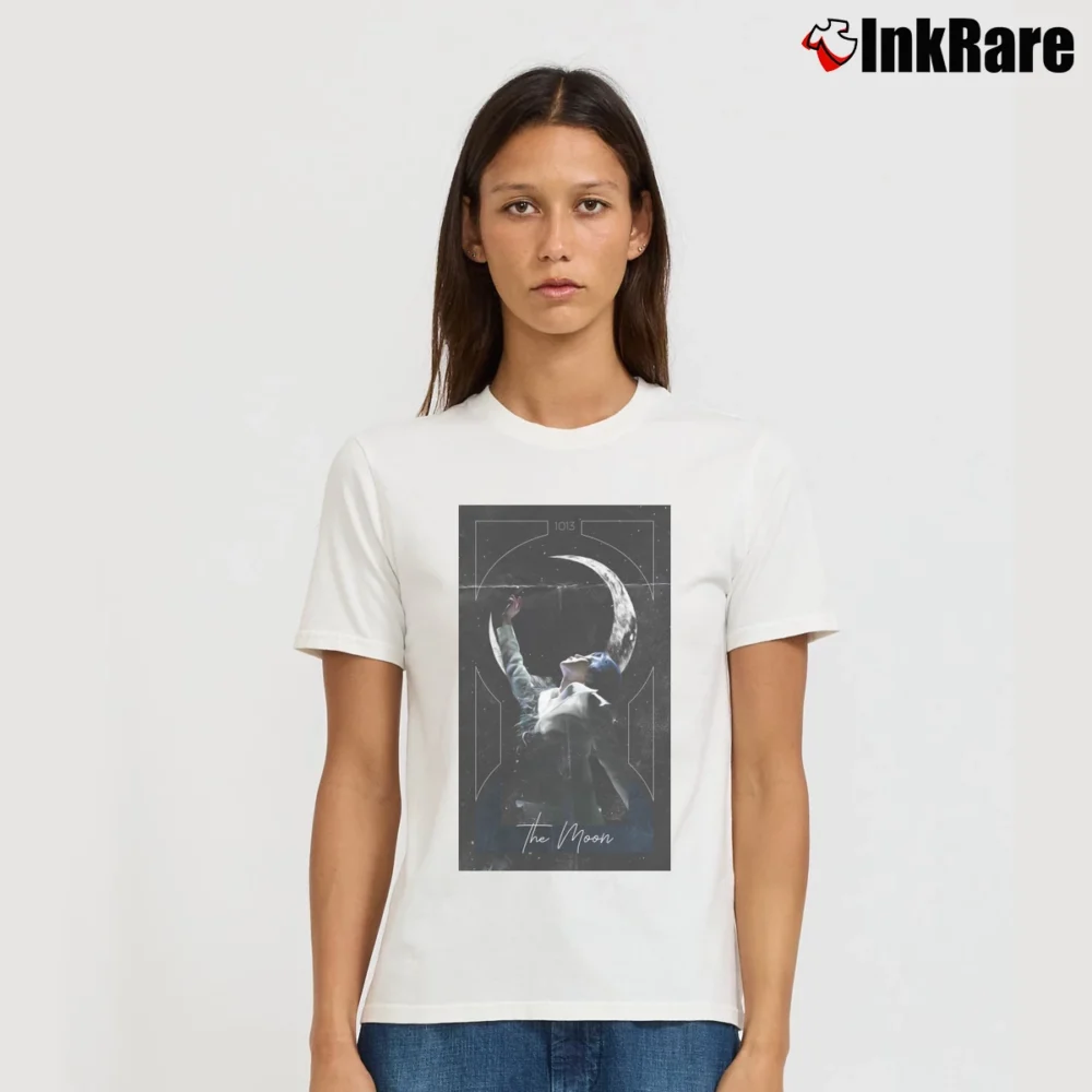 Women’s BTS Jimin The Moon Tarot Card Signature T-Shirt in white | Soft, Flattering Fit