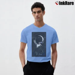 Men’s BTS Jimin The Moon Tarot Card V-Neck Tee in light blue | Sharp, Breathable, Everyday Staple