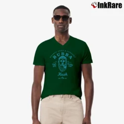 Men’s Bubba Kush Cannabis Strain V-Neck Tee in forest green | Sharp, Breathable, Everyday Staple