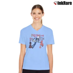 Women’s Buckethead Empty Space Guitar Music V-Neck Tee in light blue | Chic Neckline, Soft Texture
