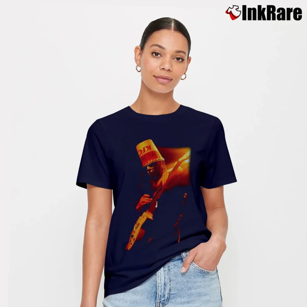 Women’s Buckethead Rock N Roll Guitarist Band Signature T-Shirt in navy | Soft, Flattering Fit