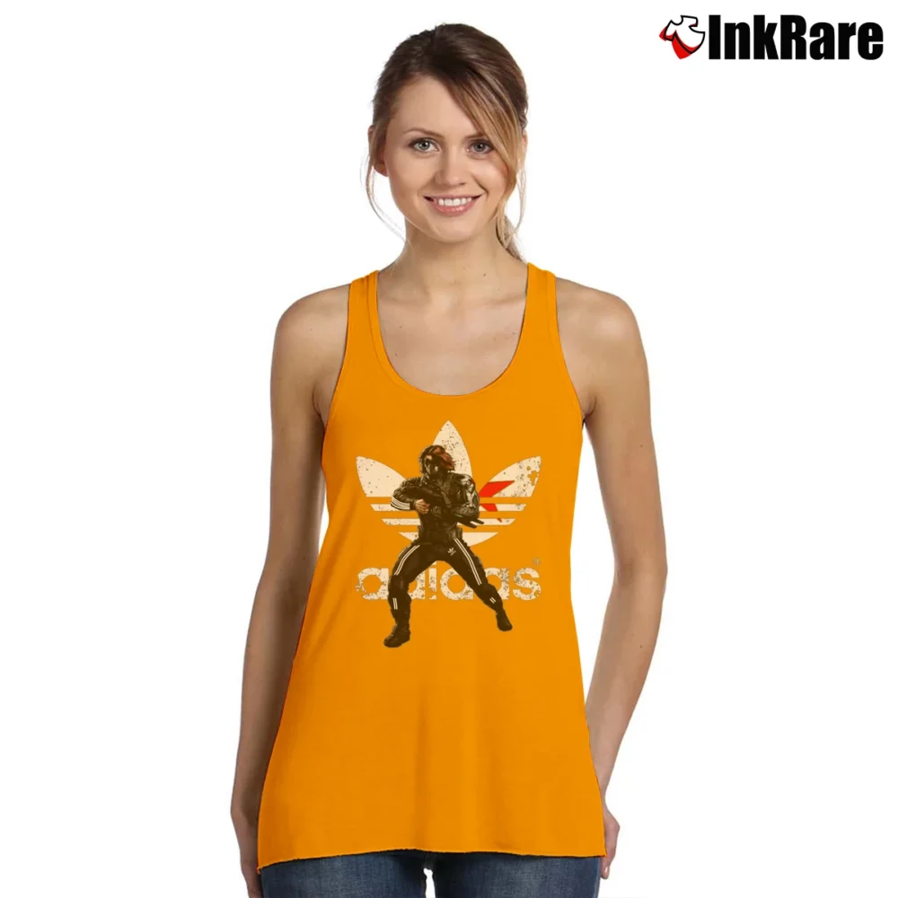 Women’s Bucky Barnes Avengers Adidas Marvel Tank Top in orange | Lightweight, Movement-Friendly