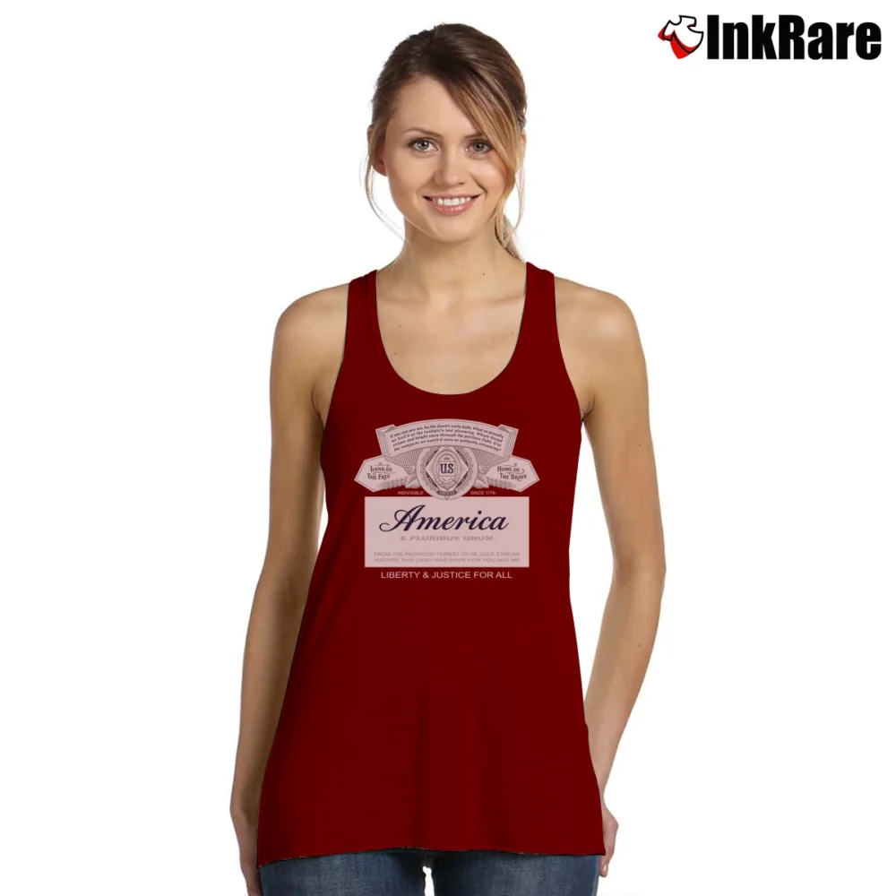 Women’s Budweiser America Logo Red Tank Top in maroon | Lightweight, Movement-Friendly