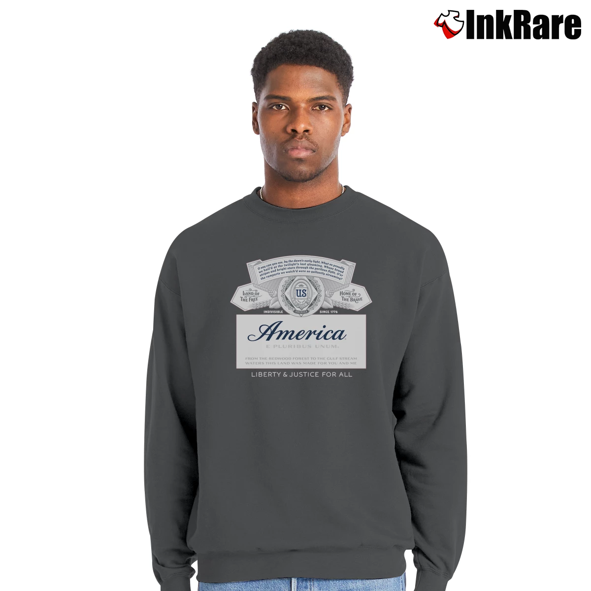 Budweiser America Men’s Crewneck Sweatshirt in charcoal – Soft & Durable Men’s Budweiser America Crewneck Sweatshirt in charcoal | Cozy Fabric, Clean Style