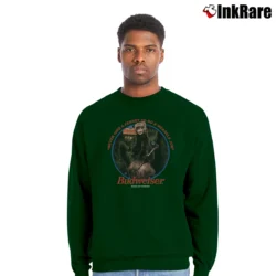 Men’s Budweiser Frogs Ferret Mascots Beer 90s Crewneck Sweatshirt in forest green | Cozy Fabric, Clean Style