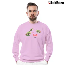 Men’s Budweiser Frogs Mascot 90s King Of Beers Crewneck Sweatshirt in light pink | Cozy Fabric, Clean Style