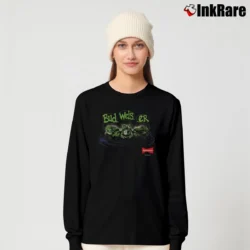 Women’s Budweiser Frogs Mascot King Of Beers 90s Graphic Long-Sleeve Top in black | Sleek, Versatile, All-Season