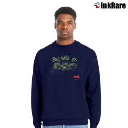 Men’s Budweiser Frogs Mascot King Of Beers 90s Graphic Crewneck Sweatshirt in navy | Cozy Fabric, Clean Style