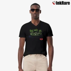 Men’s Budweiser Frogs Mascot King Of Beers 90s Graphic V-Neck Tee in black | Sharp, Breathable, Everyday Staple