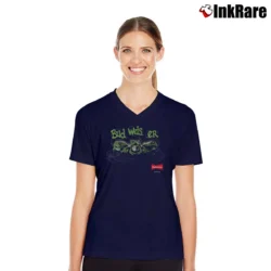 Women’s Budweiser Frogs Mascot King Of Beers 90s Graphic V-Neck Tee in navy | Chic Neckline, Soft Texture