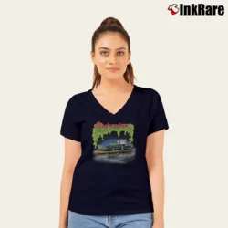 Women’s Budweiser Frogs Mascot King of Beers 90s V-Neck Tee in navy | Chic Neckline, Soft Texture