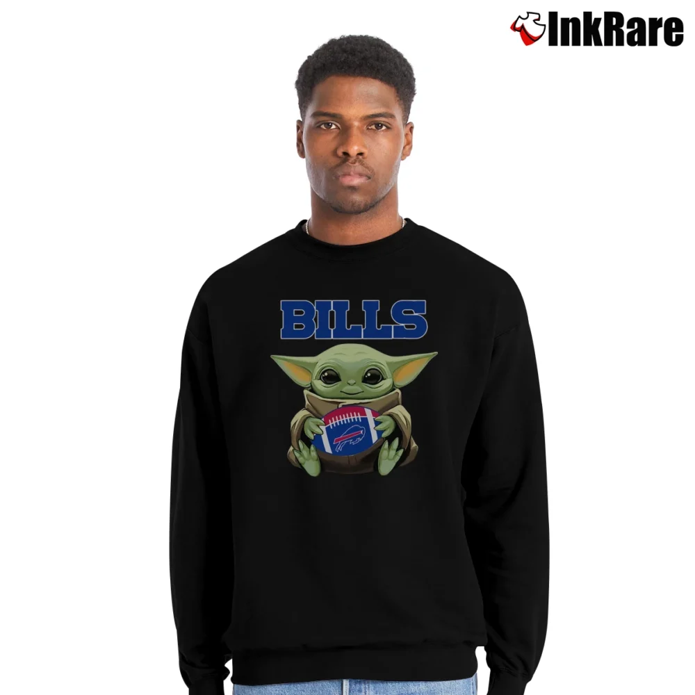 Men’s Buffalo Bills Baby Yoda Star Wars Football Fan Crewneck Sweatshirt in black | Cozy Fabric, Clean Style