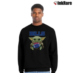 Men’s Buffalo Bills Baby Yoda Star Wars Football Fan Crewneck Sweatshirt in black | Cozy Fabric, Clean Style