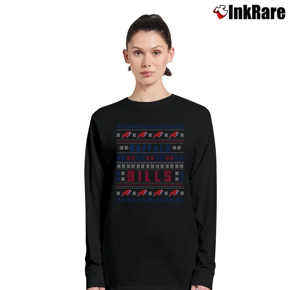 Women’s Buffalo Bills Christmas Pattern Long-Sleeve Top in black | Sleek, Versatile, All-Season