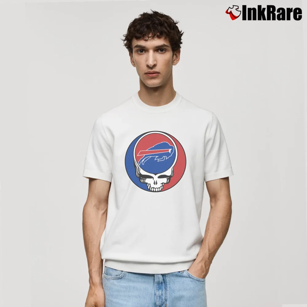 Men’s Buffalo Bills Grateful Dead Logo Band Classic T-Shirt in white | Soft, Breathable Everyday Wear