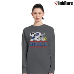 Women’s Buffalo Bills Joe Cool Snoopy And Woodstock Long-Sleeve Top in charcoal | Sleek, Versatile, All-Season