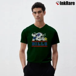 Men’s Buffalo Bills Joe Cool Snoopy And Woodstock V-Neck Tee in forest green | Sharp, Breathable, Everyday Staple