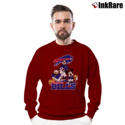 Men’s Buffalo Bills Mickey Mouse Football Fan Crewneck Sweatshirt in maroon | Cozy Fabric, Clean Style