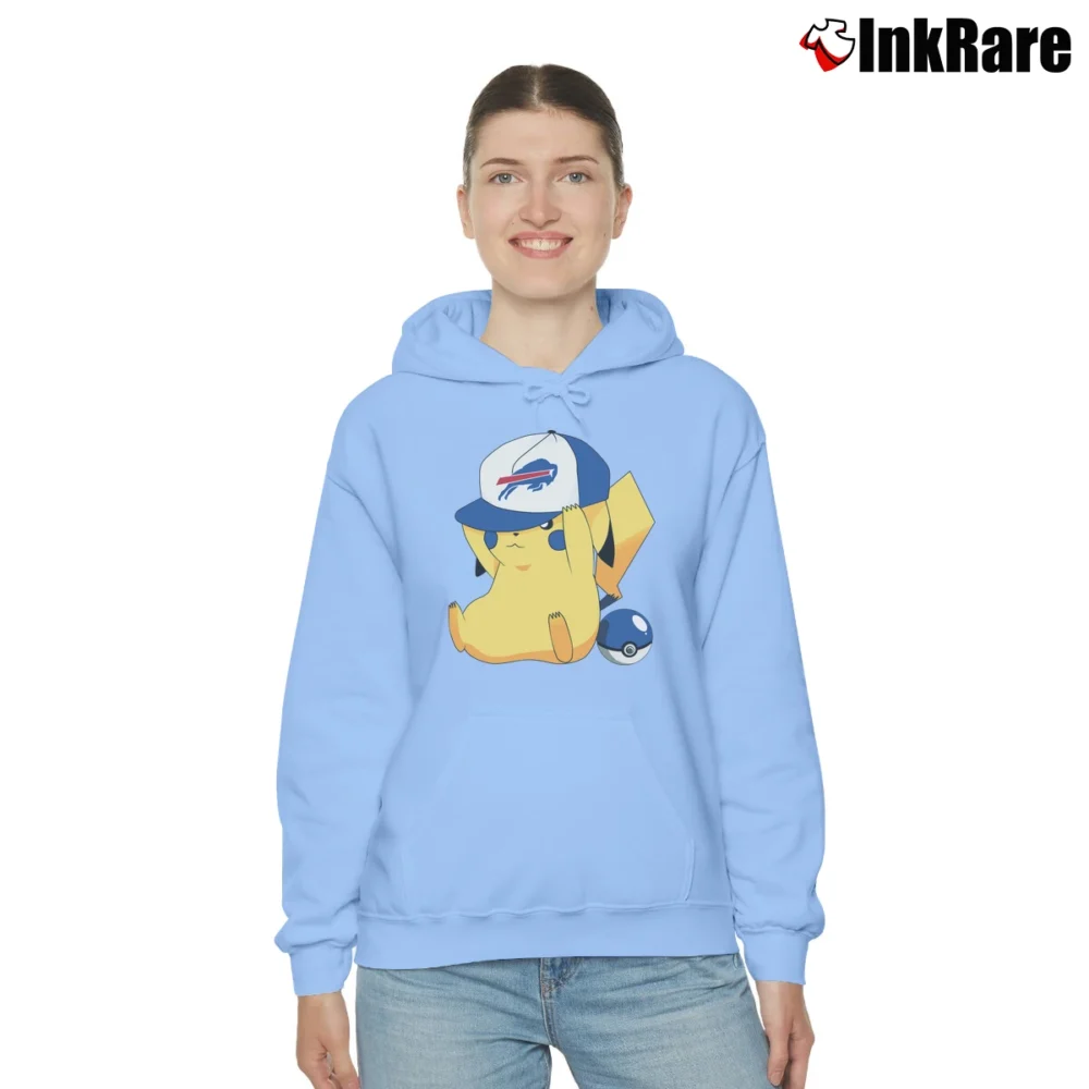 Women’s Buffalo Bills Pikachu Pokemon Football Cozy Hoodie in light blue | Warm, Structured, Stylish