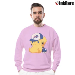 Men’s Buffalo Bills Pikachu Pokemon Football Crewneck Sweatshirt in light pink | Cozy Fabric, Clean Style
