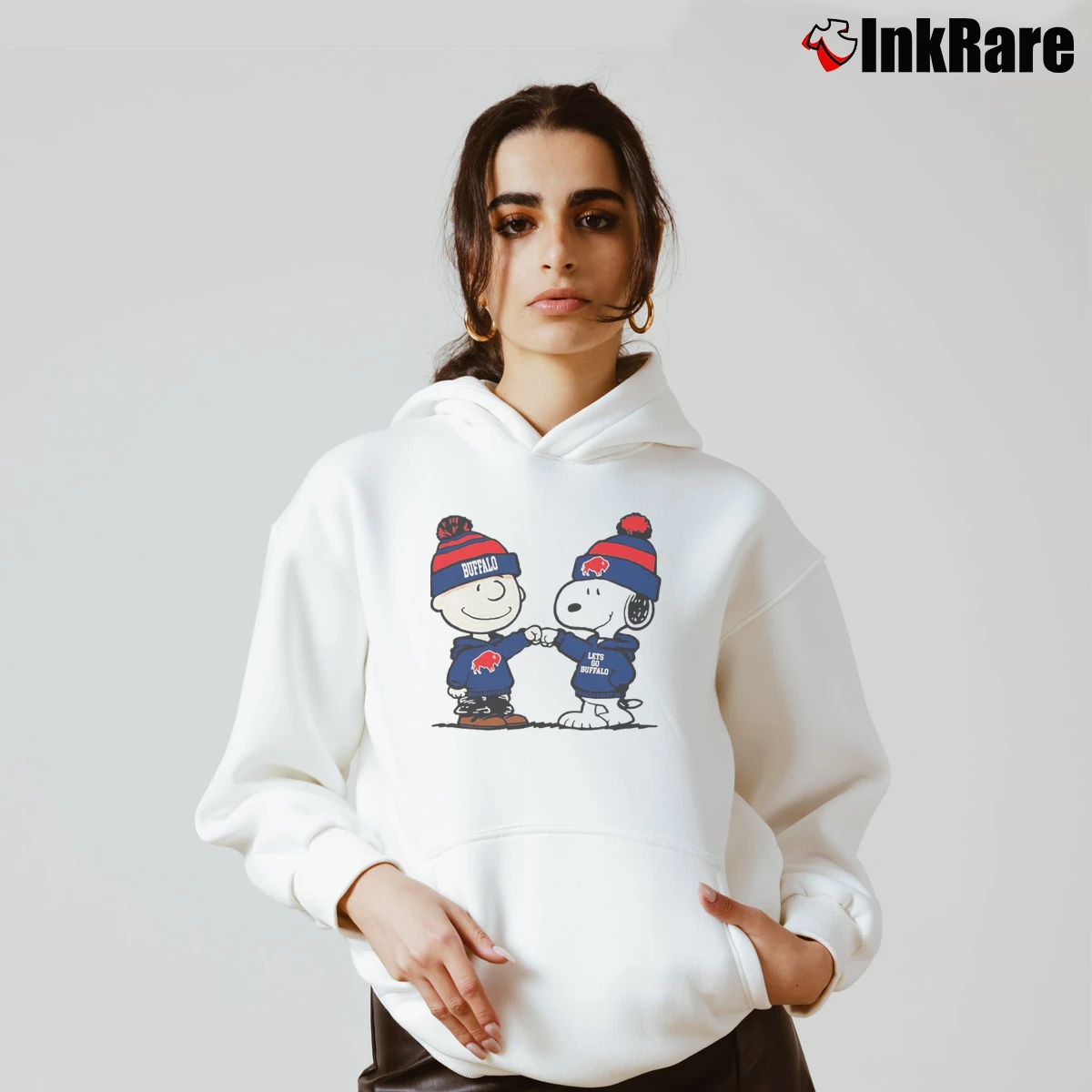buffalo bills snoopy and charlie brown punch Women’s Cozy Hoodie in white – Urban Chic Women’s buffalo bills snoopy and charlie brown punch Cozy Hoodie in white | Warm, Structured, Stylish