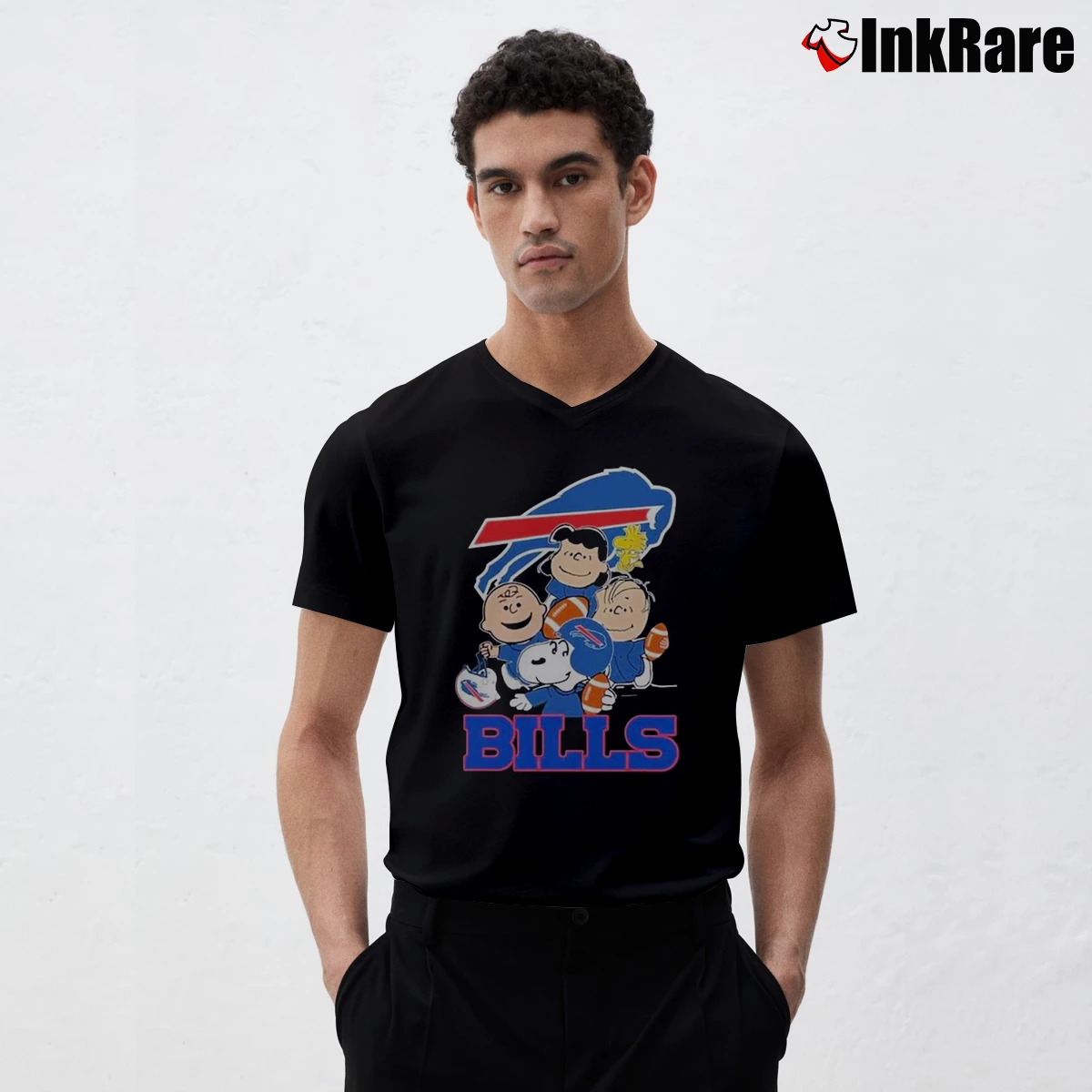 buffalo bills snoopy funny Men’s V-Neck Tee in black – Modern Essential Men’s buffalo bills snoopy funny V-Neck Tee in black | Sharp, Breathable, Everyday Staple