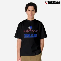 Men’s buffalo bills snoopy walking on heartbeat football Classic T-Shirt in black | Soft, Breathable Everyday Wear