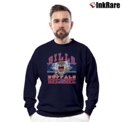 Men’s Buffalo Bills Taz Looney Tunes Football Crewneck Sweatshirt in navy | Cozy Fabric, Clean Style