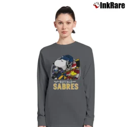 Women’s Buffalo Sabres Snoopy Woodstock NHL Hockey Long-Sleeve Top in charcoal | Sleek, Versatile, All-Season