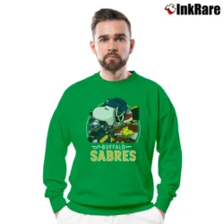 Men’s Buffalo Sabres Snoopy Woodstock NHL Hockey Crewneck Sweatshirt in irish green | Cozy Fabric, Clean Style