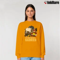 Women’s Buffalo Sabres Snoopy Woodstock NHL Hockey Relaxed Sweatshirt in orange | Soft, Laid-Back Vibe