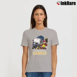 Women’s Buffalo Sabres Snoopy Woodstock NHL Hockey Signature T-Shirt in sport grey | Soft, Flattering Fit