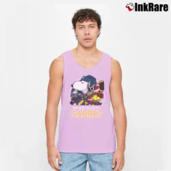 Men’s Buffalo Sabres Snoopy Woodstock NHL Hockey Tank Top in light pink | Breathable, Active-Friendly Design