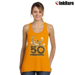 Women’s Bugs Bunny 50th Birthday Looney Tunes Tank Top in orange | Lightweight, Movement-Friendly