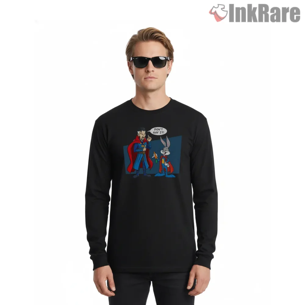 Bugs Bunny And Doctor Strange Mashup Shirt on black long sleeve shirt for men graphic tee