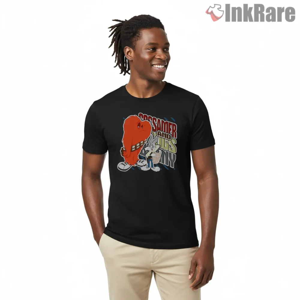 Bugs Bunny And Gossamer Duo Shirt on black short sleeve shirt for men graphic tee