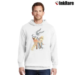 Men’s Bugs Bunny And Lola Looney Tunes Classic Pullover Hoodie in white | Cozy, Durable, Modern Fit
