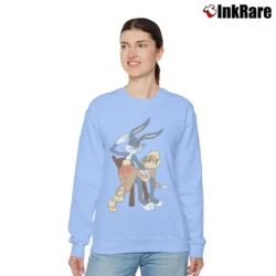 Women’s Bugs Bunny And Lola Looney Tunes Classic Relaxed Sweatshirt in light blue | Soft, Laid-Back Vibe