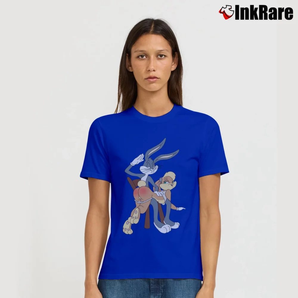 Women’s Bugs Bunny And Lola Looney Tunes Classic Signature T-Shirt in royal blue | Soft, Flattering Fit