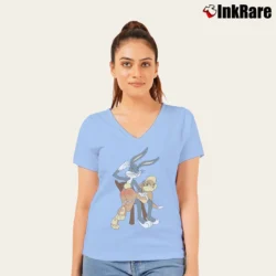 Women’s Bugs Bunny And Lola Looney Tunes Classic V-Neck Tee in light blue | Chic Neckline, Soft Texture