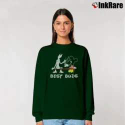 Women’s Bugs Bunny And Mickey Mouse Marijuana Relaxed Sweatshirt in forest green | Soft, Laid-Back Vibe