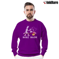 Men’s Bugs Bunny And Mickey Mouse Marijuana Crewneck Sweatshirt in purple | Cozy Fabric, Clean Style