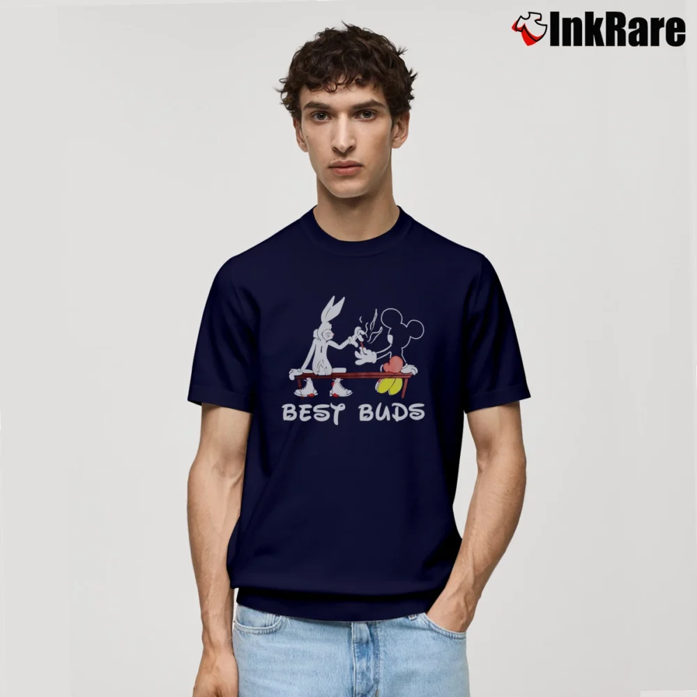 Men’s Bugs Bunny And Mickey Mouse Marijuana Classic T-Shirt in navy | Soft, Breathable Everyday Wear