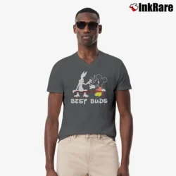 Men’s Bugs Bunny And Mickey Mouse Marijuana V-Neck Tee in charcoal | Sharp, Breathable, Everyday Staple