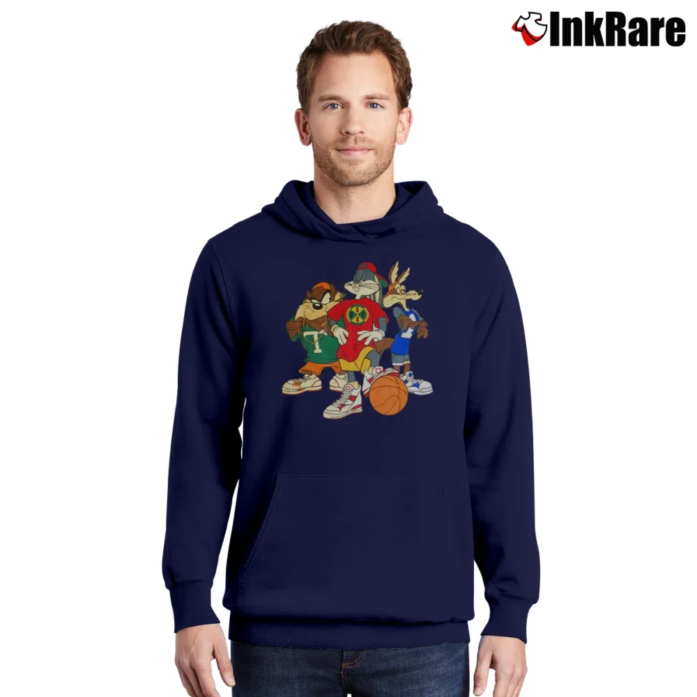 Men’s Bugs Bunny Basketball Kids 90s Looney Tunes Taz Pullover Hoodie in navy | Cozy, Durable, Modern Fit