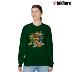 Women’s Bugs Bunny Basketball Kids 90s Looney Tunes Taz Relaxed Sweatshirt in forest green | Soft, Laid-Back Vibe