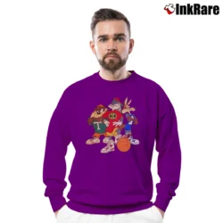 Men’s Bugs Bunny Basketball Kids 90s Looney Tunes Taz Crewneck Sweatshirt in purple | Cozy Fabric, Clean Style