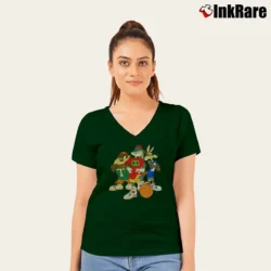 Women’s Bugs Bunny Basketball Kids 90s Looney Tunes Taz V-Neck Tee in forest green | Chic Neckline, Soft Texture